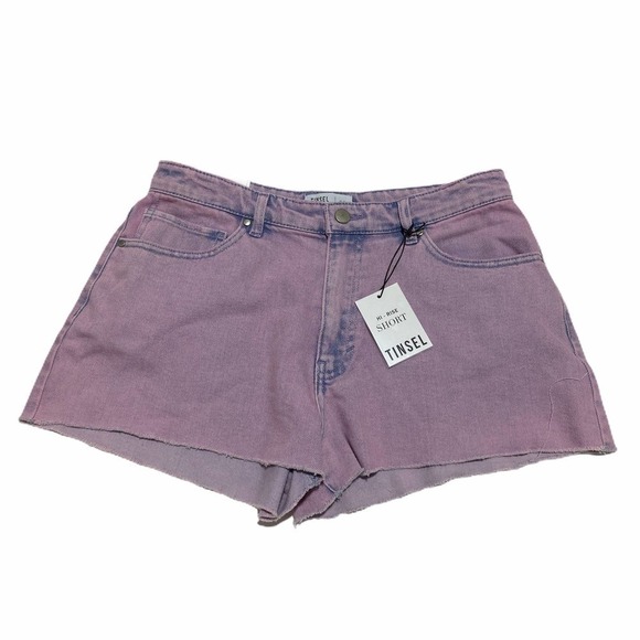 PURPLE Denim Hi-Rise Raw Hem Shorts - Picture 1 of 9